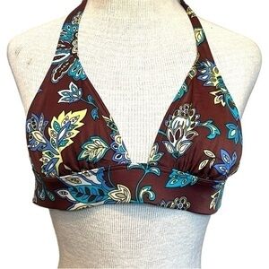 Victorias Secret Bikini Top Brown/Blue Floral Size XS